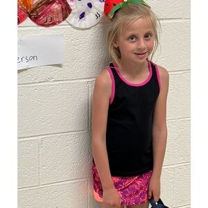 Danskin Now Black Tank Top with Pink Trim, 6-6X